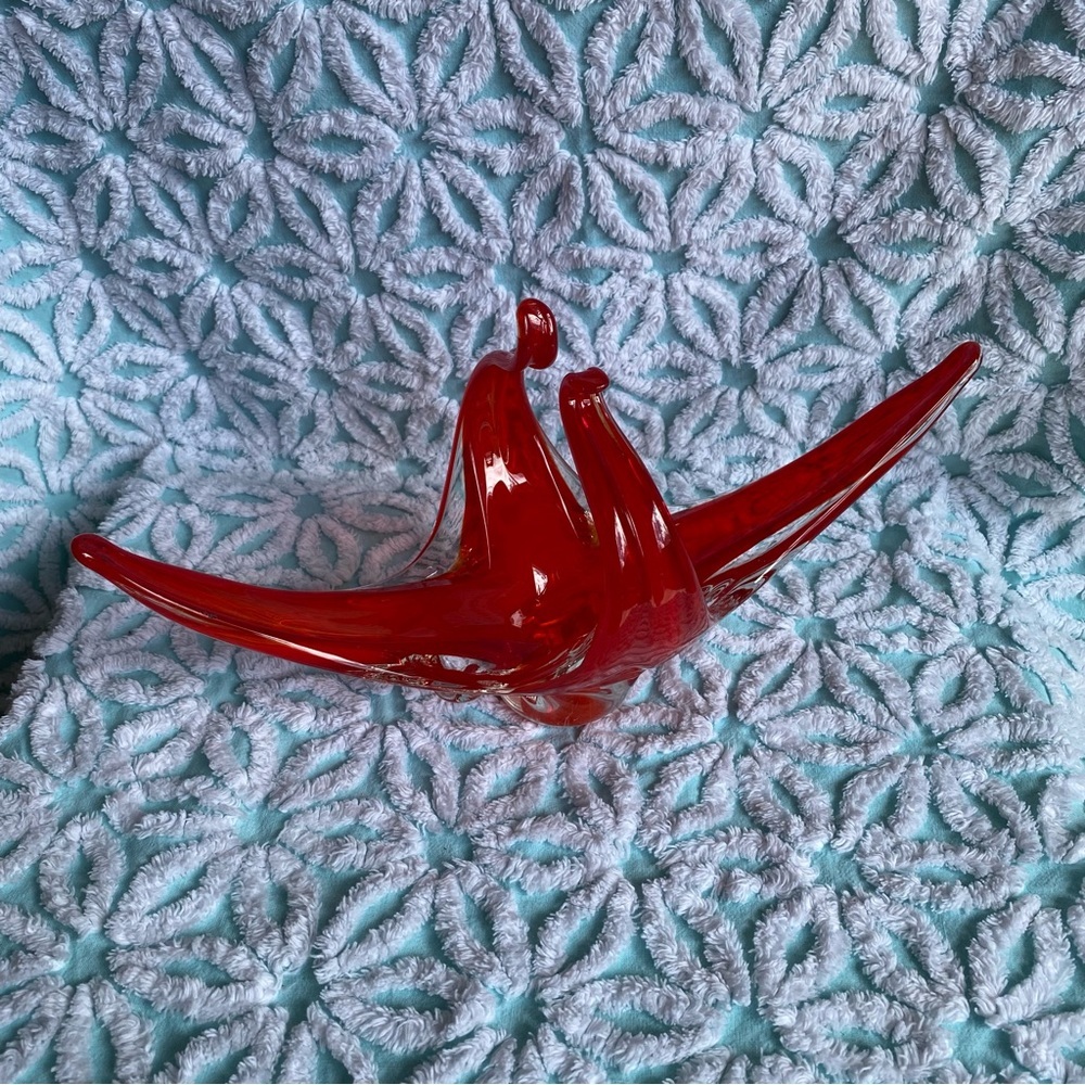 Vintage Art‎ Glass orange / red chalet style glass decor MCM
